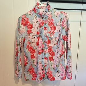 NWOT Cherrybetty Ruffled Floral Button-Up Vintage Style Shirt Size Small